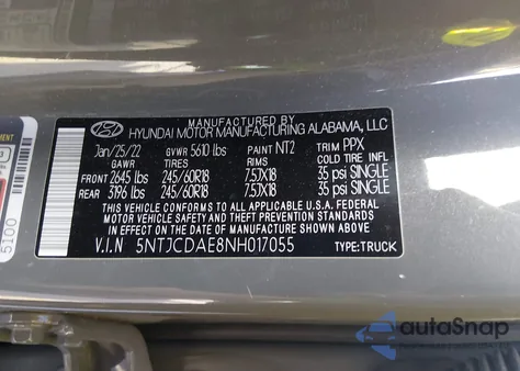 2022 Hyundai Santa Cruz Sel z USA, uszkodzony, nr VIN 5NTJCDAE8NH017055